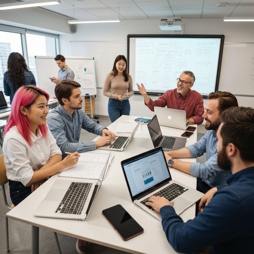 Interactive trading learning session with students and instructor